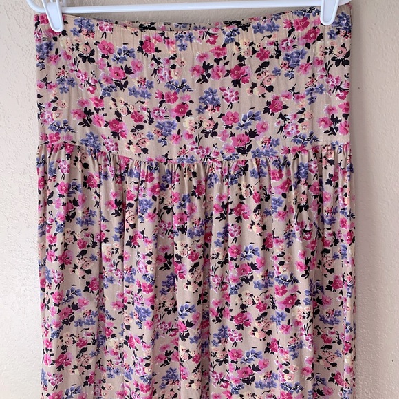 Vintage Pink Purple Floral Tired Fairy Cottagecore Midi Skirt Size 10 - Picture 3 of 8